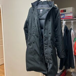 Canada Goose Black Puffer Coat with Fur Trim